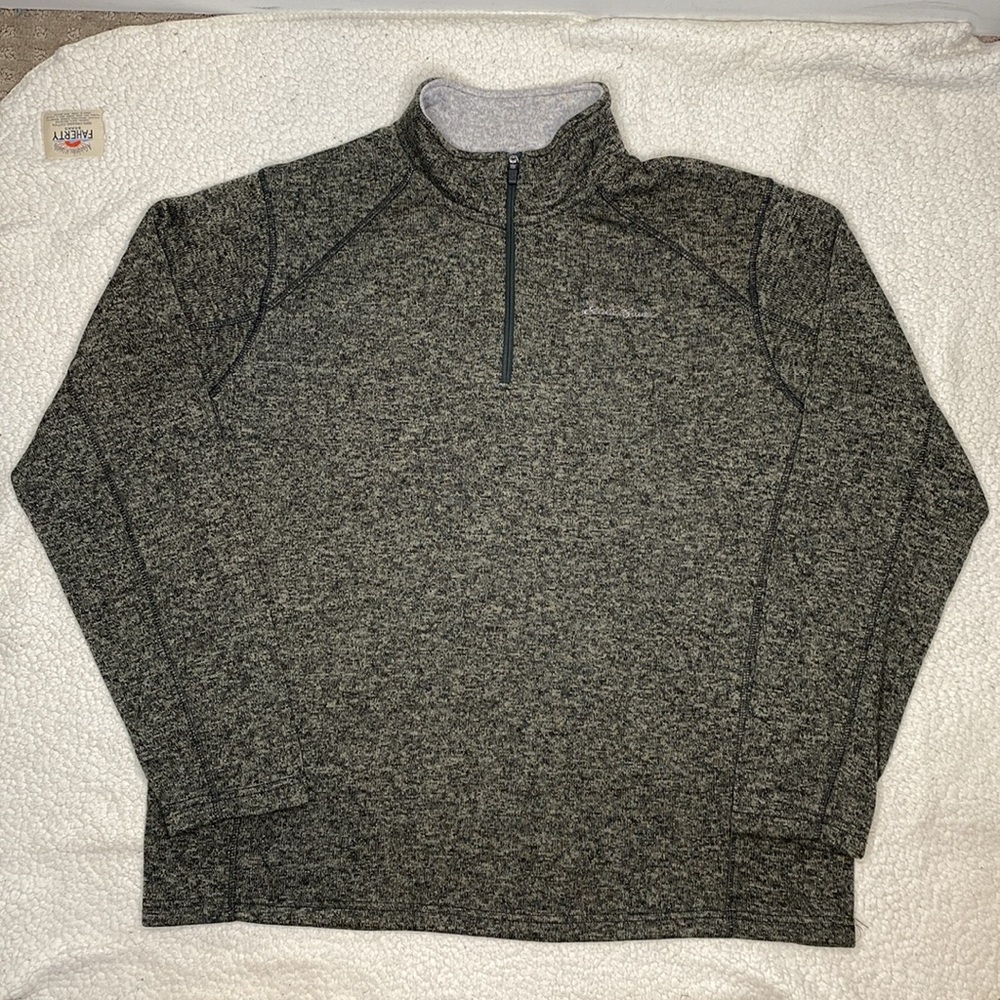 Eddie Bauer Grey Quarter Zip Pullover Sweater: Size XXL